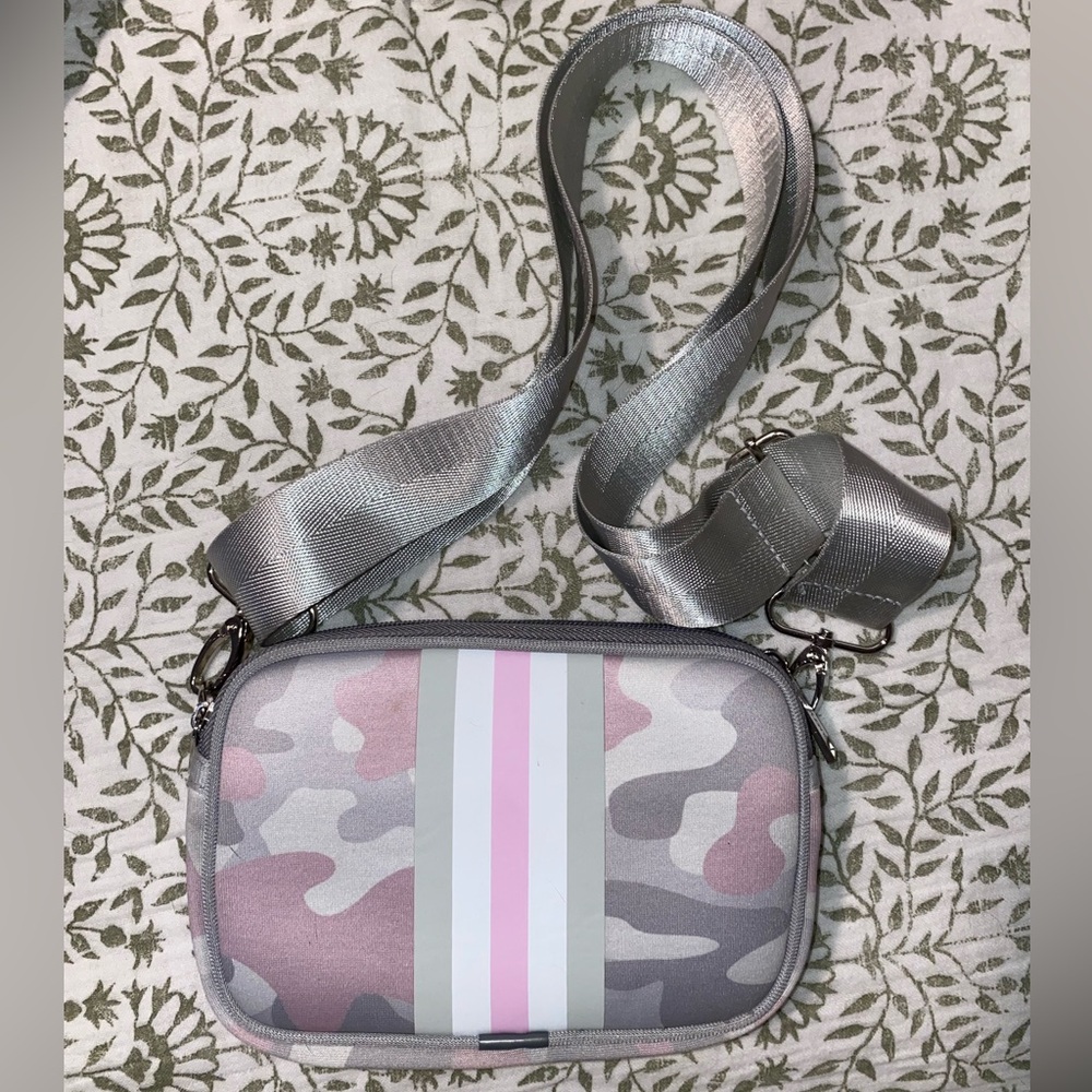 Stylish Pink and Gray Crossbody Bag